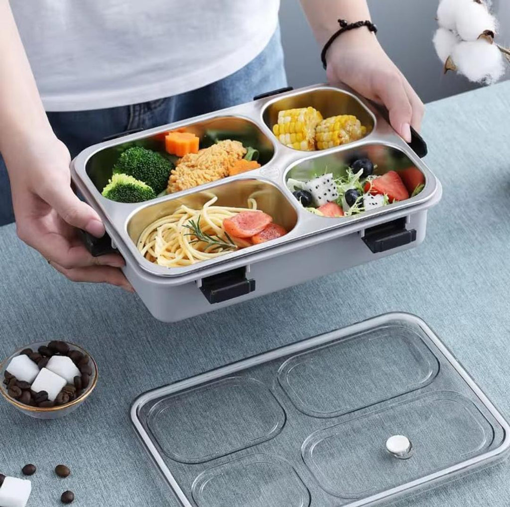 Endzone Stainless Steel 4-Compartment Lunch Box